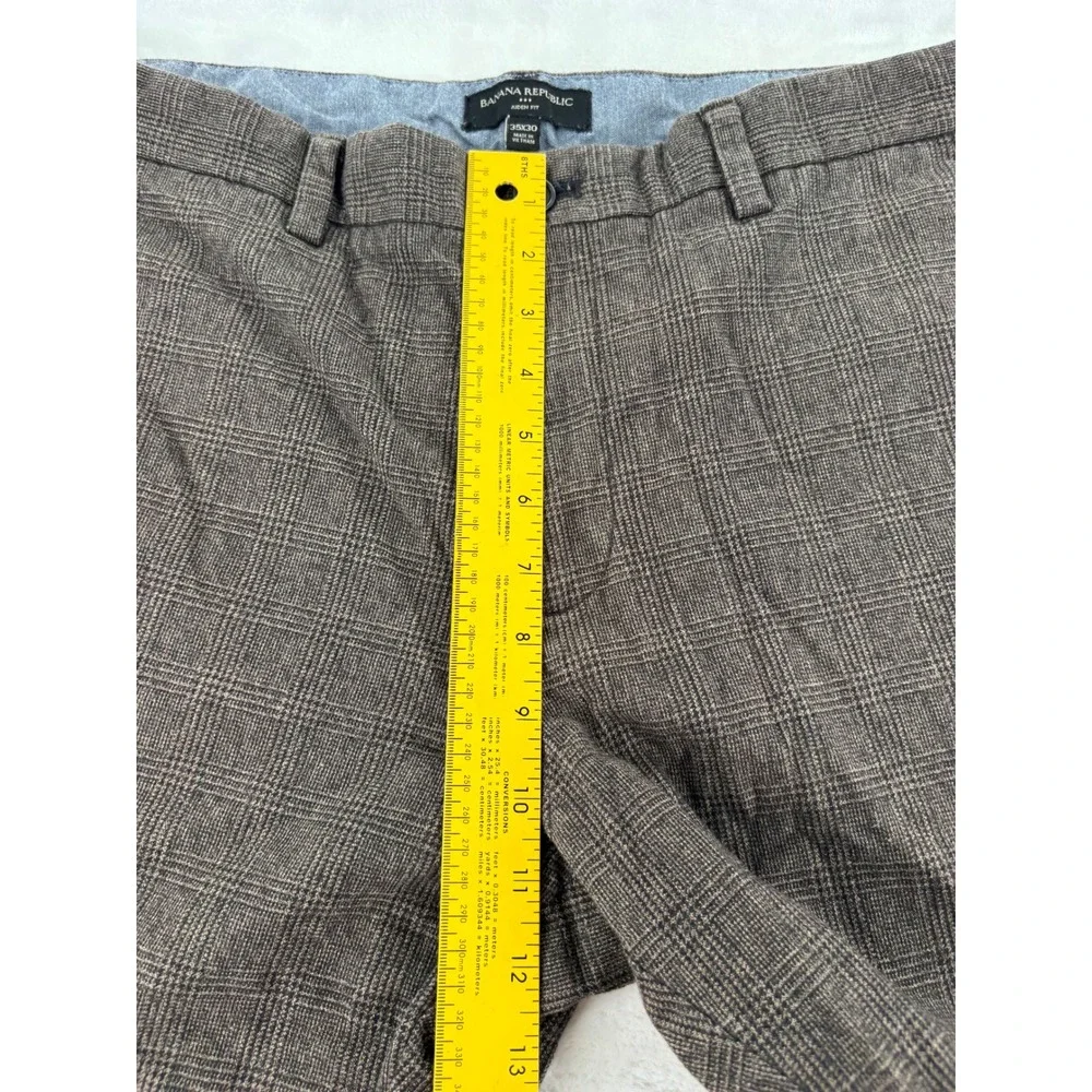Banana Republic Chinos Mens 35x30 Aiden Fit Brown Glen Plaid Slim Straight Pants